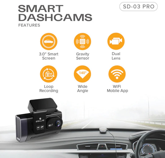 4k Dual Dash Cam | 4K Front + 2.5K Rear Camera | HD Resolution | 3.0” IPS Screen | Night Vision | 140° Wide Angle | Loop Recording | G-Sensor