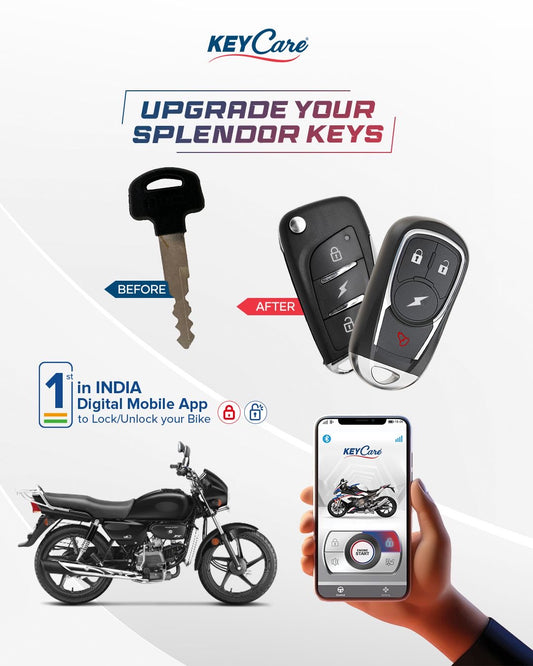 KeyCare Bike Alarm kit Push Button Start | 1 Flip Key & 1 hanging Remote