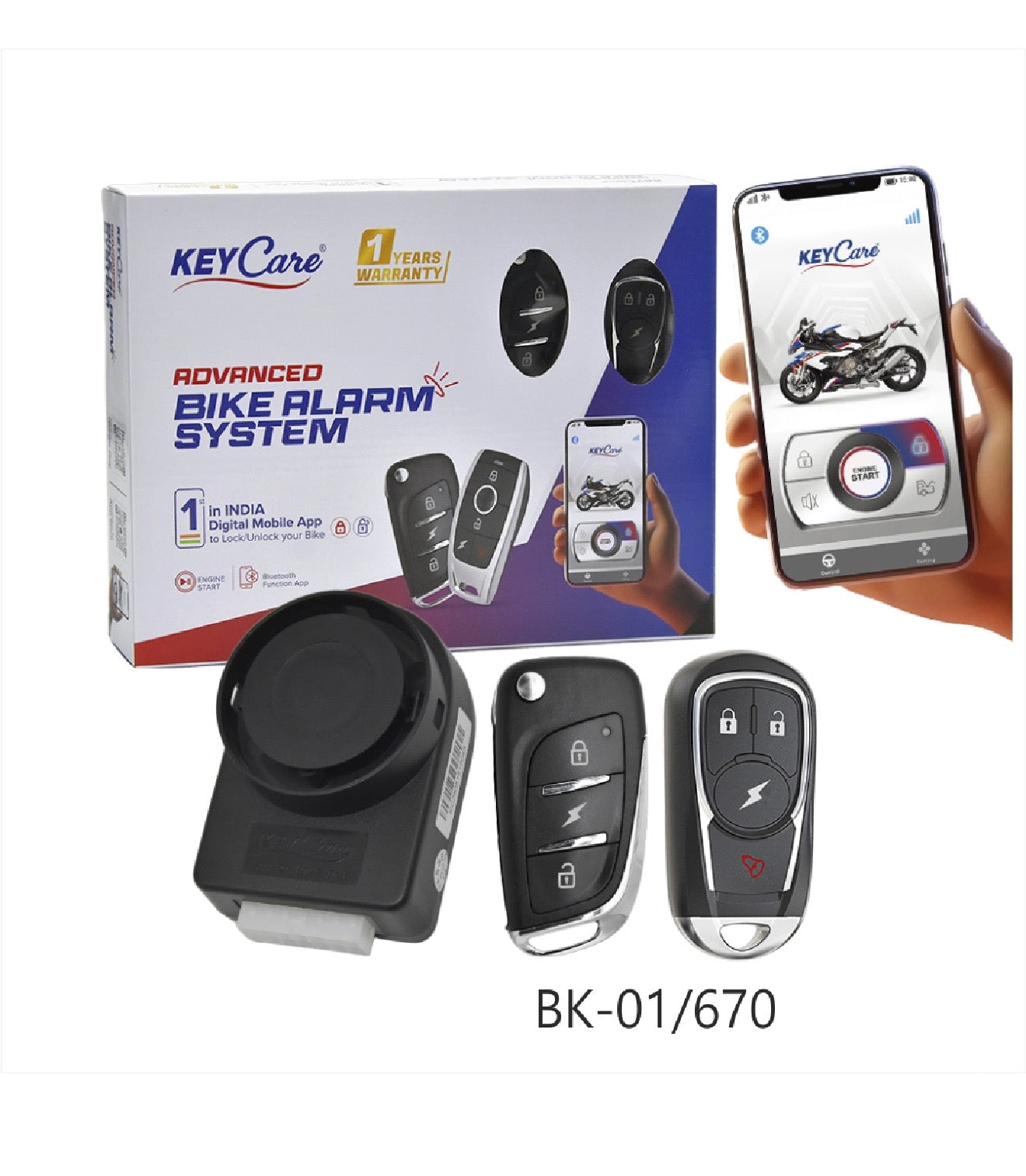 KeyCare Bike Alarm Kit With 1 Flip Key & 1 Hanging Remote