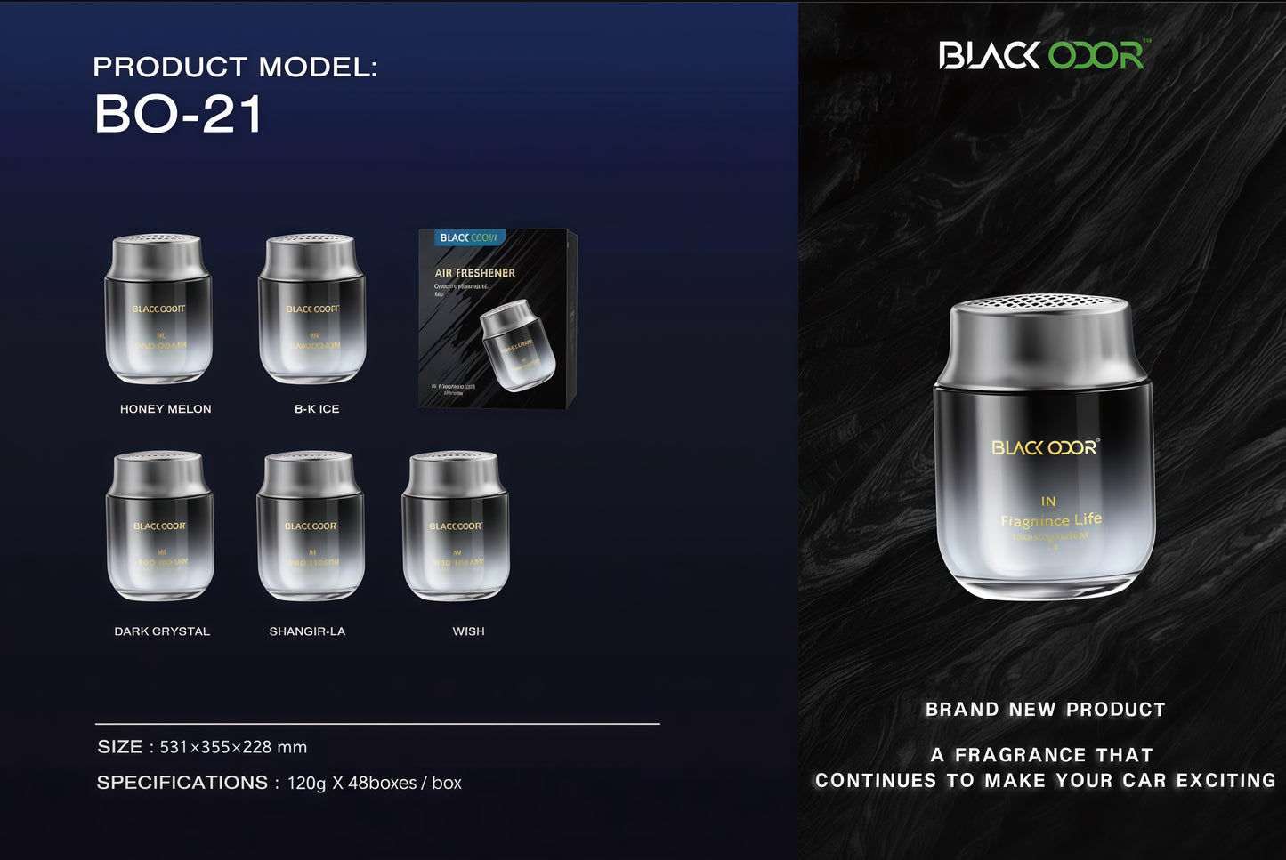 Black Odor Premium Car Perfume Aroma AIR Freshener Gel (120g)