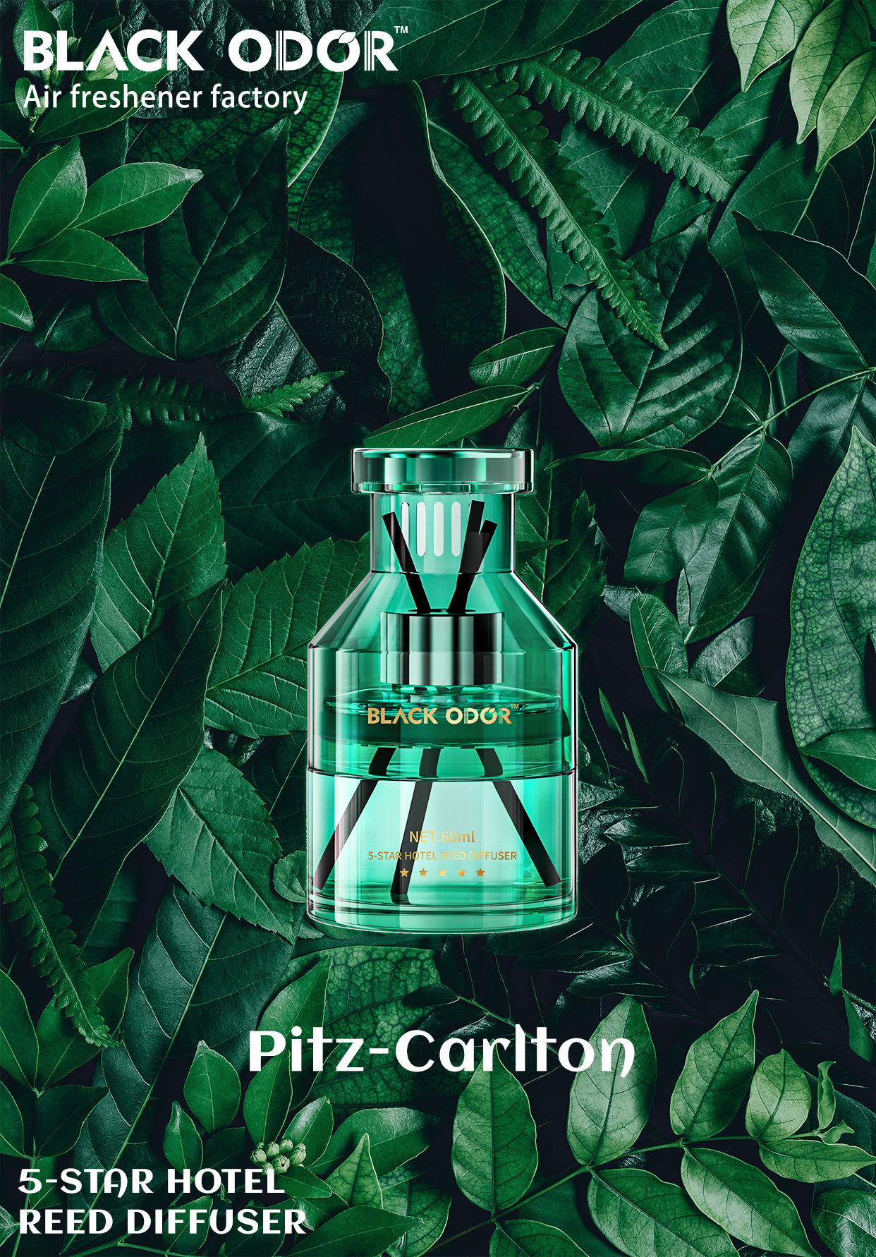 Black Odor Premium Car Perfume 5 Star Fragrance Reed Diffuser(70ml)