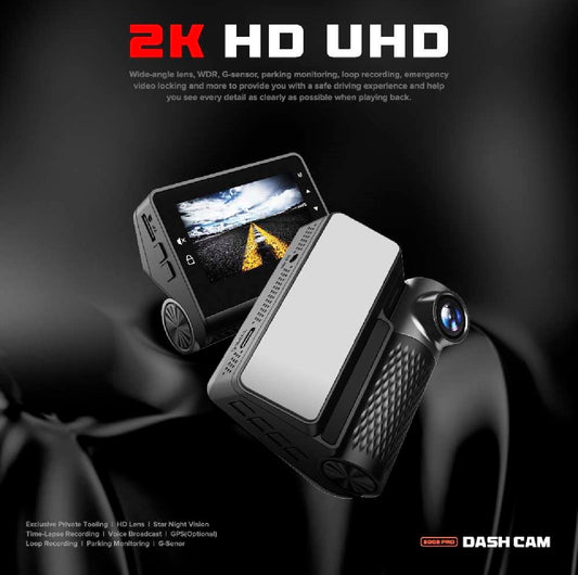 STELLAR DRIVE 3K Dual Dash Cam for Car | 2K HD Resolution | UHD Front, 3-inch Smart Display Dashcam | Wi-Fi APP | 140° View Night Vision, G-Sensor