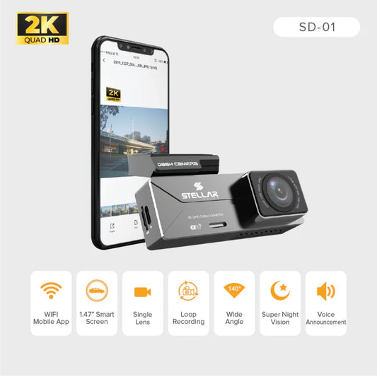 STELLAR DRIVE SD-01 Car Dash Camera | 2K | 1.47" Screen