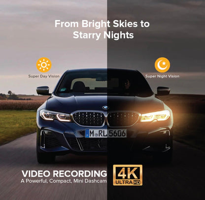 4k Dual Dash Cam | 4K Front + 2.5K Rear Camera | HD Resolution | 3.0” IPS Screen | Night Vision | 140° Wide Angle | Loop Recording | G-Sensor