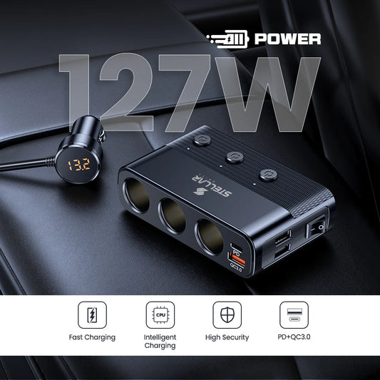 STELLAR DRIVE XC-28 | 128W 7-in-1 Car Mobile Charger | Works with Cars & Trucks