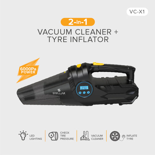 STELLAR DRIVE VC-X1 Car Vacuum Cleaner + Tire Inflator (VC-X1) Big Size