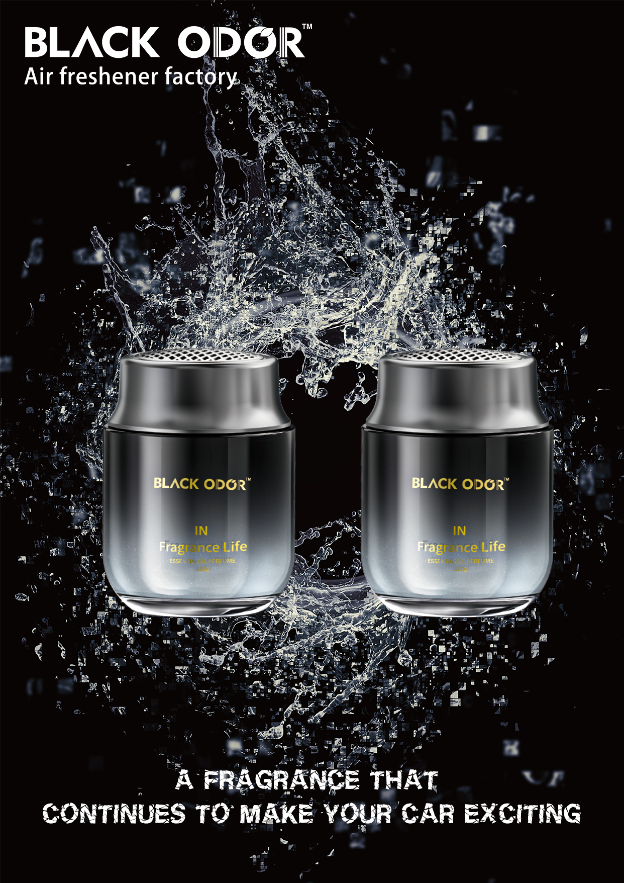 Black Odor Premium Car Perfume Aroma AIR Freshener Gel (120g)