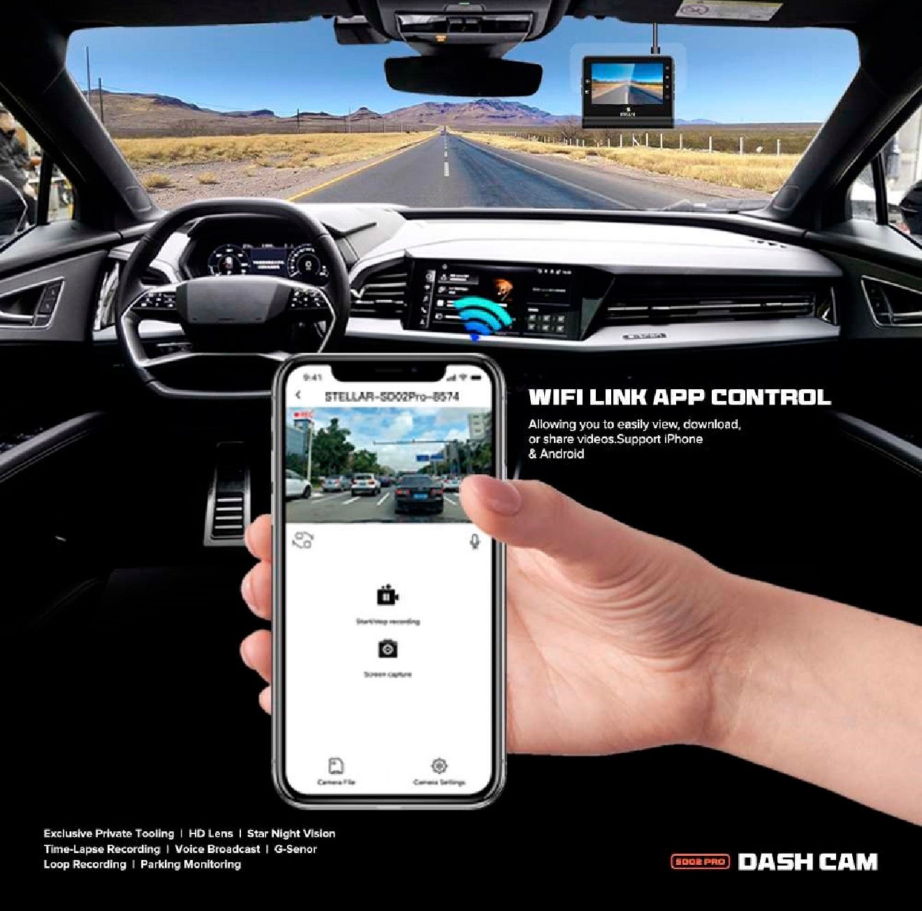 4k Dual Dash Cam | 4K Front + 2.5K Rear Camera | HD Resolution | 3.0” IPS Screen | Night Vision | 140° Wide Angle | Loop Recording | G-Sensor