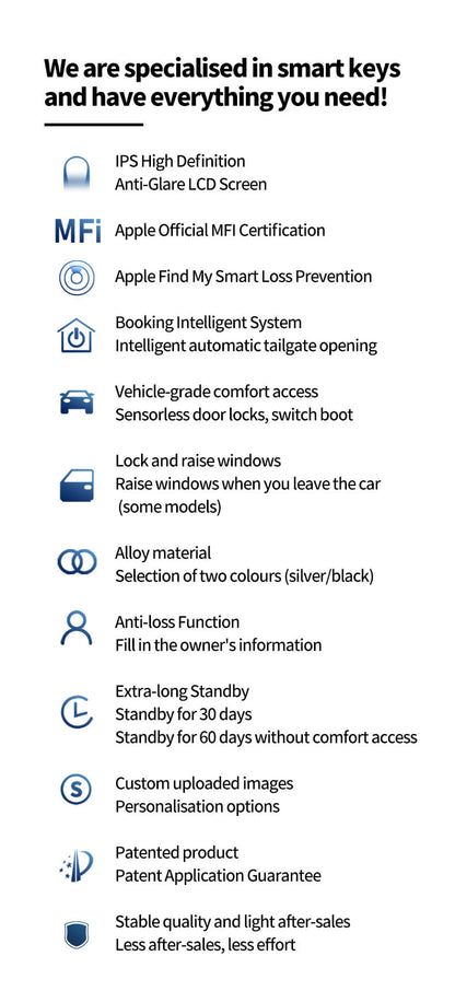 Keycare Elite 700 2.0 Smart Car Key | UHD Touchscreen Key, Keyless Entry, Anti Theft | Compatible with all cars