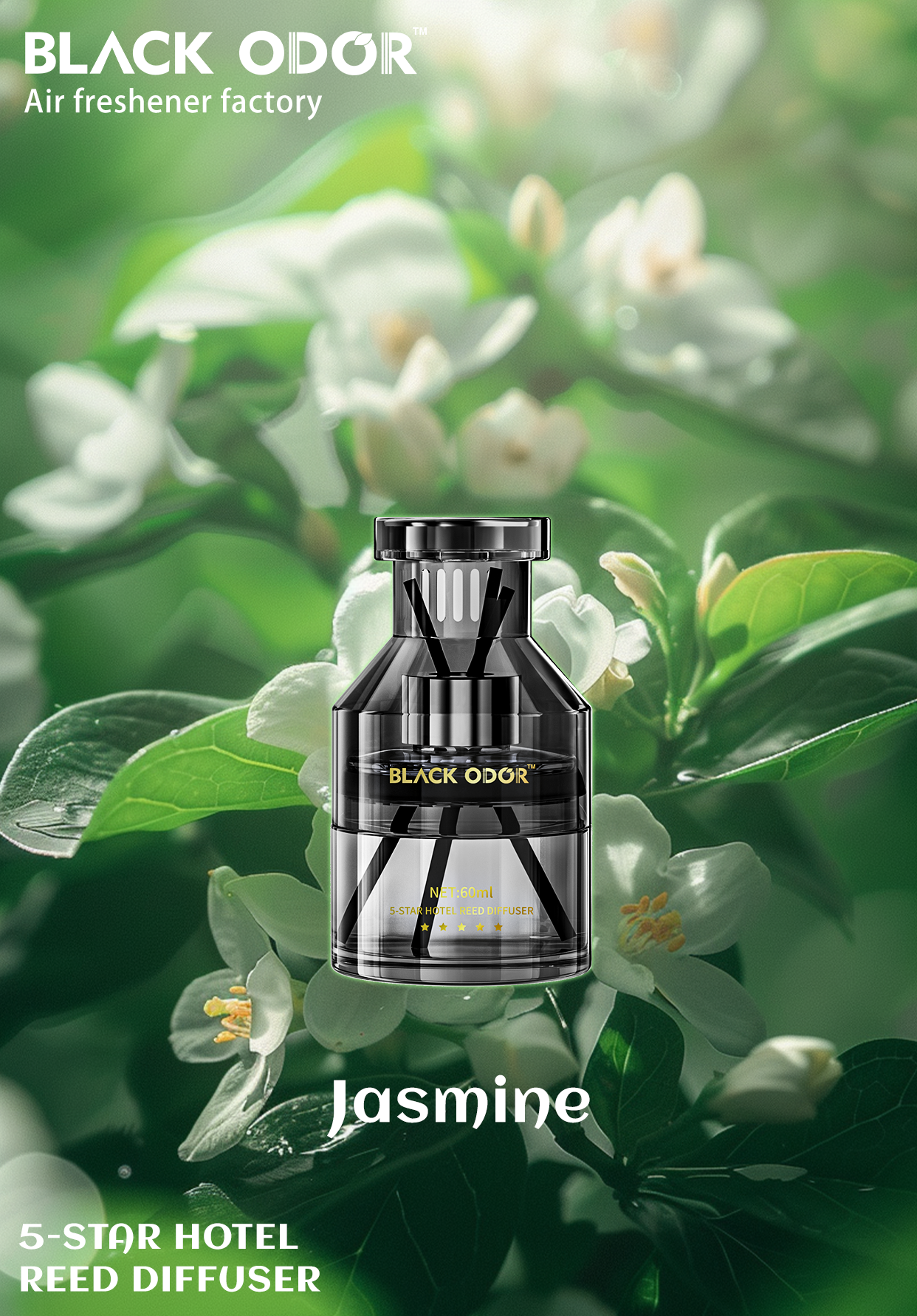 Black Odor Premium Car Perfume 5 Star Fragrance Reed Diffuser(70ml)