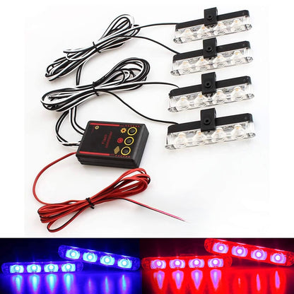 Red and Blue LED Strobe Lights for Cars: Remote-Controlled Grill Flashers