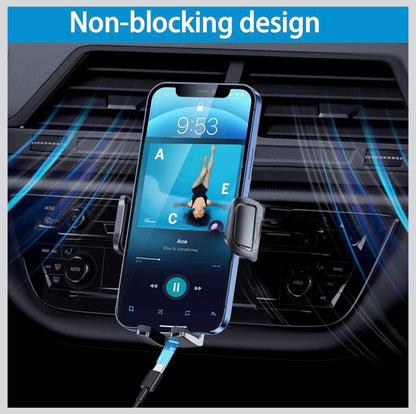 Car AC Vent Phone Holder Stand with 360 Degree Rotation, AC Vent Mount, Strong Grip, Single Hand Use, Shockproof Build, Mobile Stand for Car (Black)